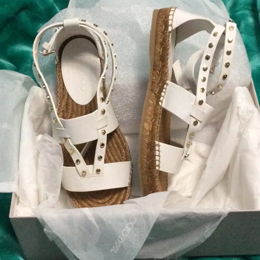 Jimmy Choo Denise Espadrille Sandals Flats size 36 (6) new no box